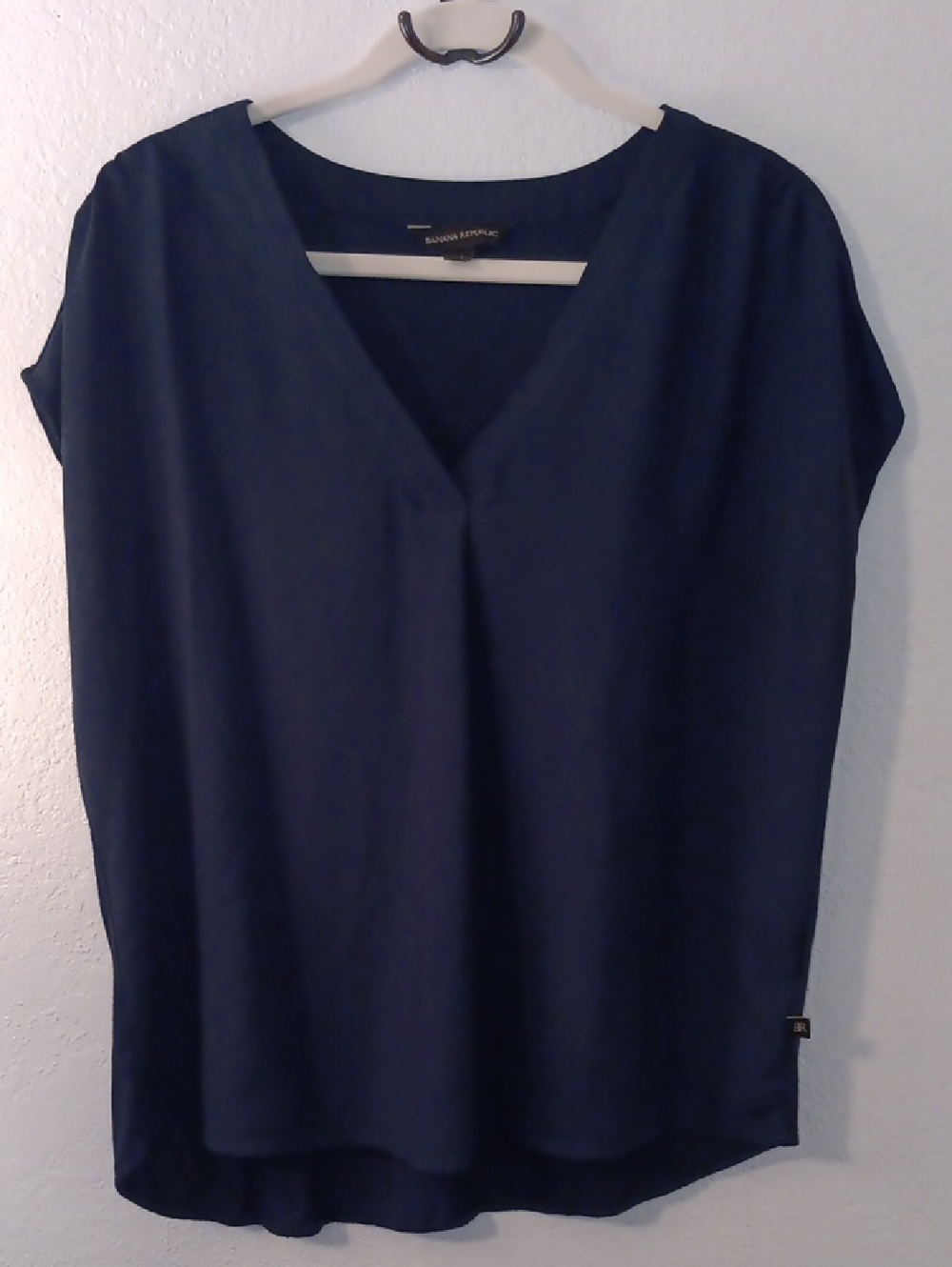 Banana Republic Navy V-Neck Cap Sleeve Blouse